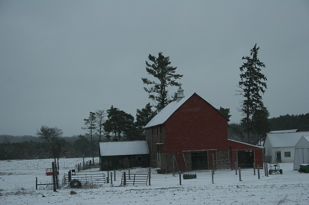 Barn, red barn with fence