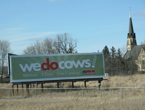 Drive, cow sign