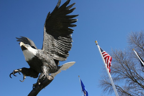 Eagle, with flags