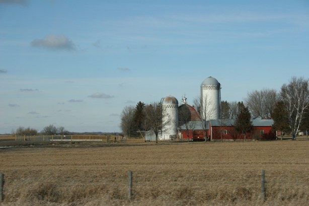 Farms, white silos