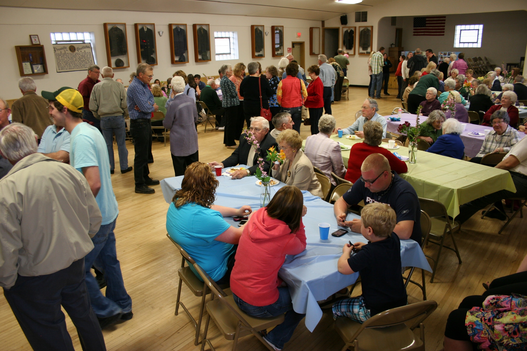Some of the guest gathered in the Vesta Community Hall for my mom's 80th birthday party.