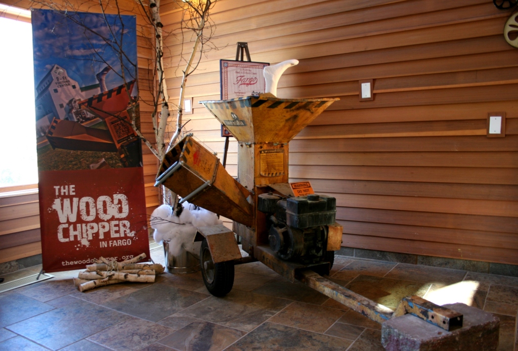 The famous woodchipper from the movie, Fargo, is a focal point in the Visitors Center. Other film memorabilia is also on display.