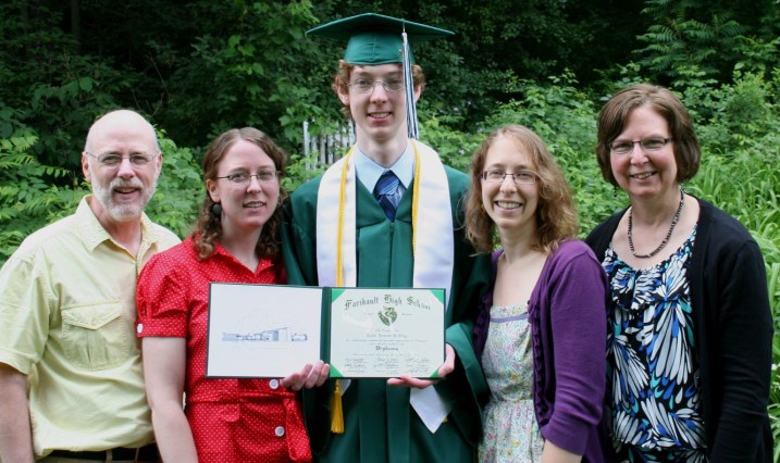 Grad, Helbling fam in backyard