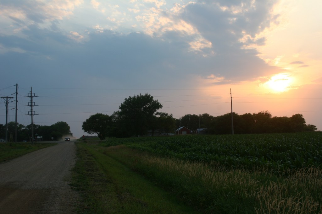 Gravel road, truck on