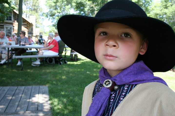 Five-year-old David of Faribault, aka Apache Shadow, was among costumed reenactors from the Old West Regulators at the extravaganza.
