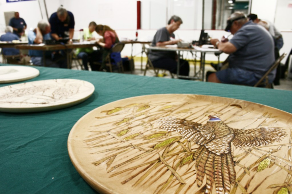 Carving, pheasant woodburning