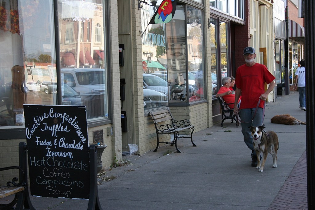 Downtown Hastings, walking the dog