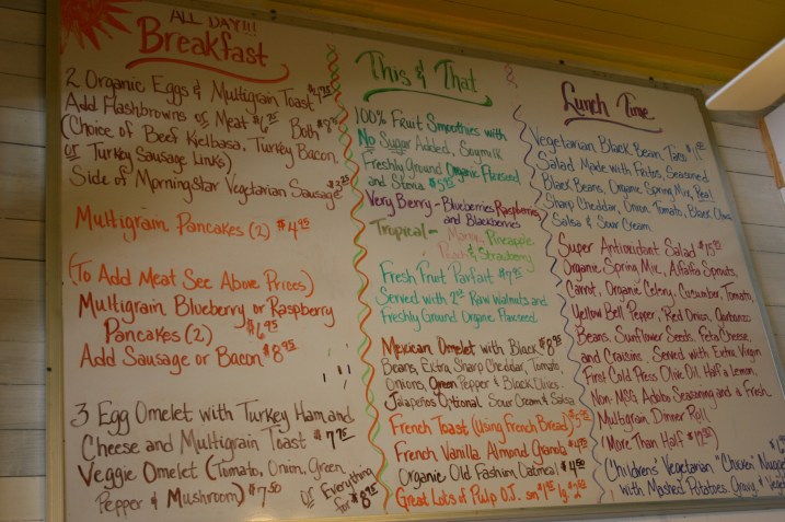 Highland Cafe, main menu