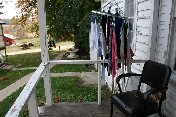 Lenora, hankies drying on Miller porch