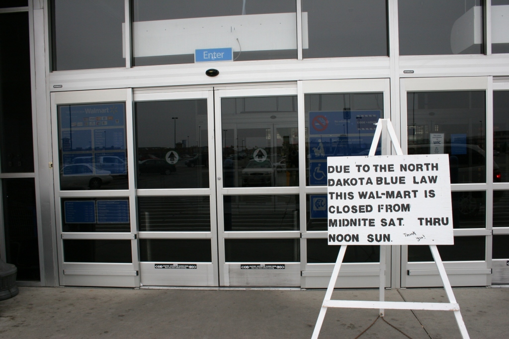 The sign posted in front of the West Fargo Walmart on Sunday morning.