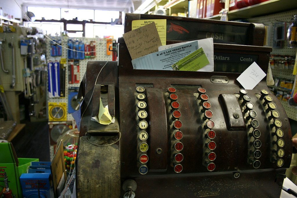 Mutch Hardware, cash register close-up