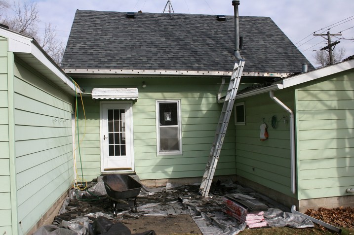 The south side of the house roof, reshingled.