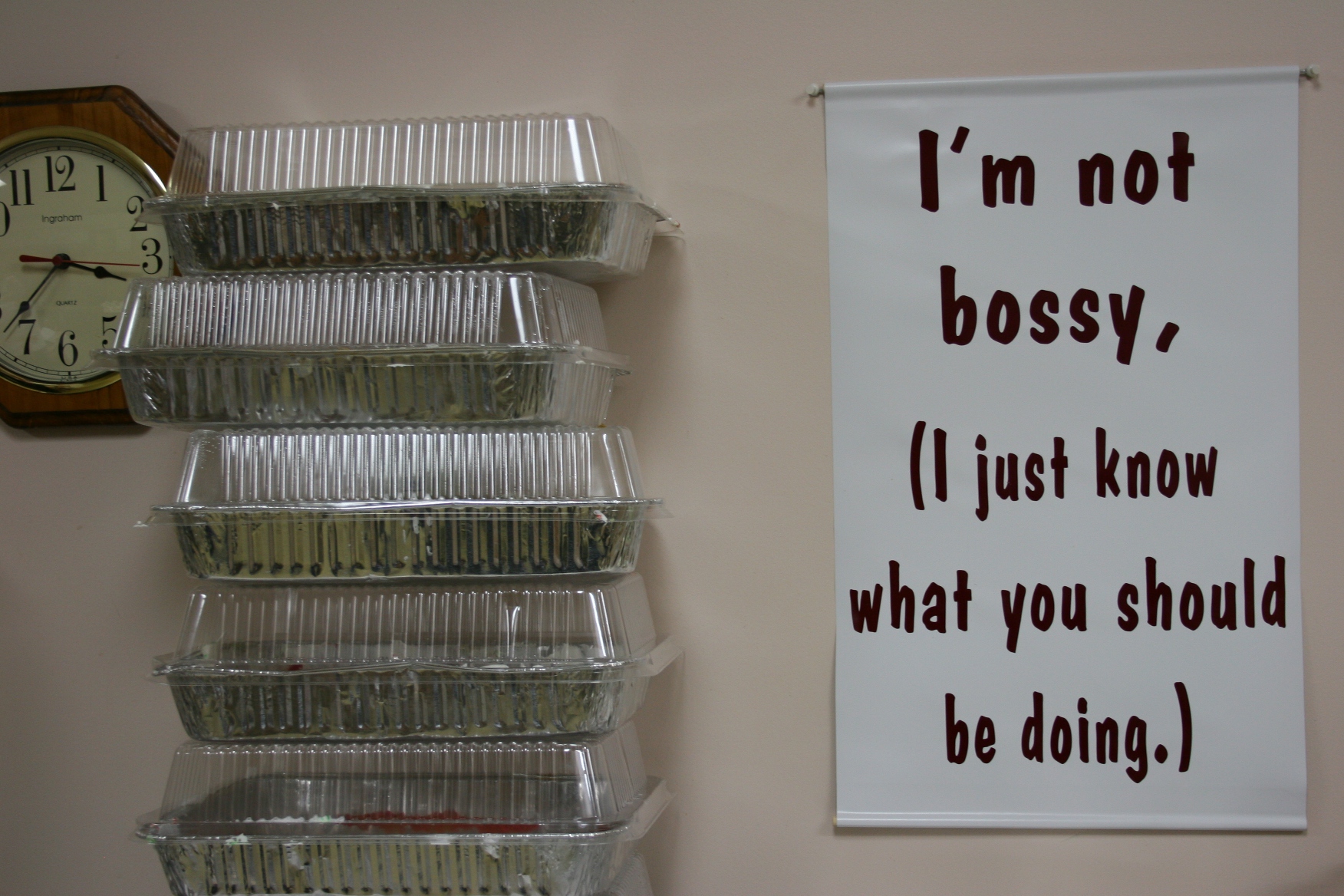 Inside a room labeled "Fourth Avenue Room," where women were slicing Christmas cake, among other tasks, I found this sign posted.