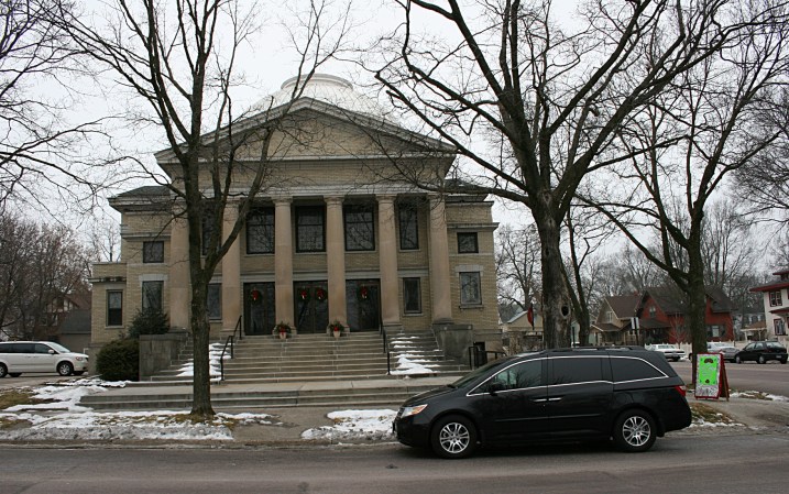 The obvious Greek influence in the church architecture.