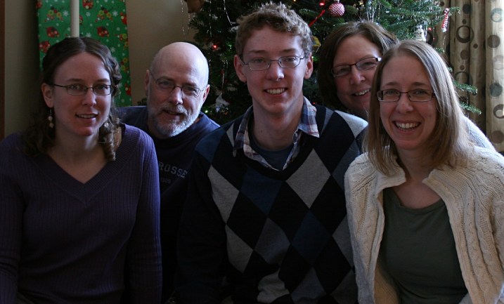 My husband Randy and me with our three adult children, from left to right, Miranda, Caleb and Amber.