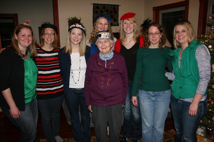Last year my sister Lanae brought vintage hats for all the women to wear. Here most of the granddaughters pose with grandma.