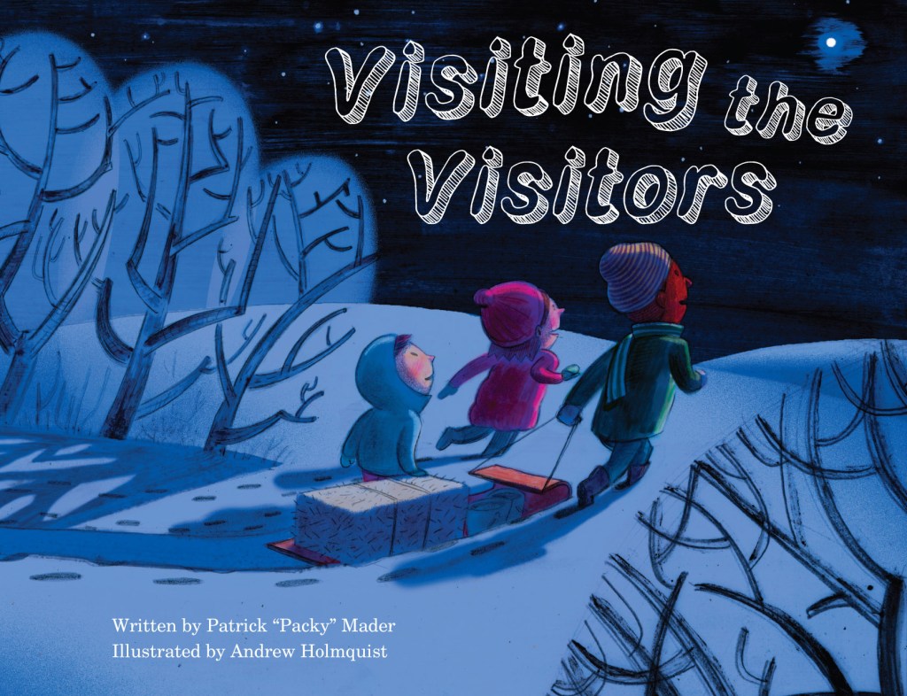 The cover of Patrick Mader's latest book, illustrated by Andrew Holmquist. The artist incorporated the wise men's heads into the tree branches.