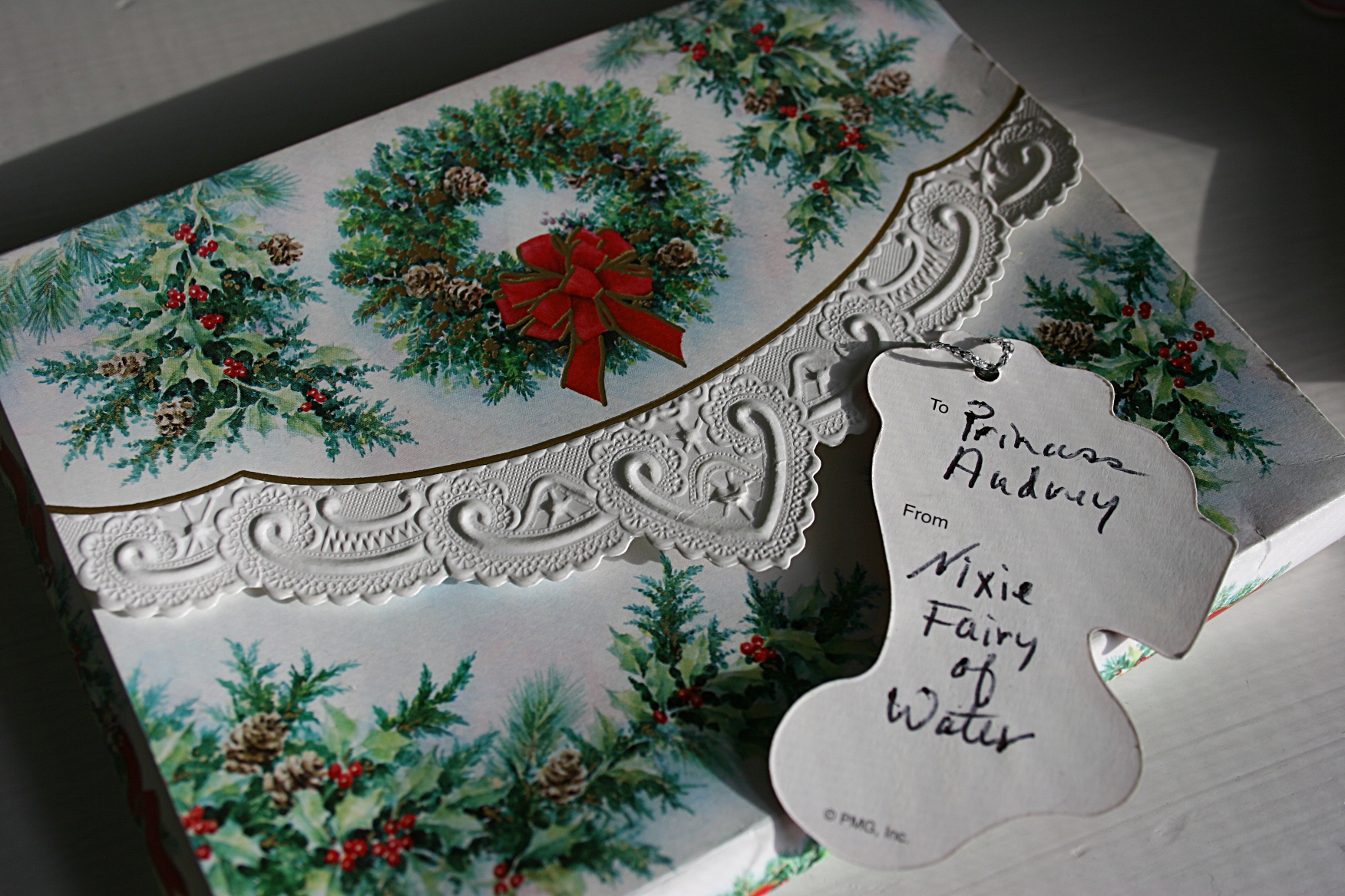 The first gift package, from Nixie, Fairy of Water.