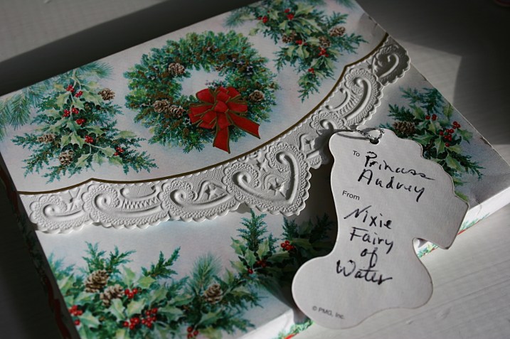 The first gift package, from Nixie, Fairy of Water.