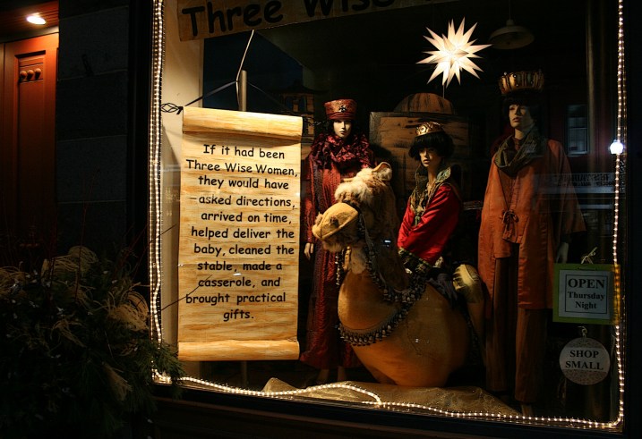 The holiday window display at The Crafty Maven, 212 Central Avenue, Faribault.