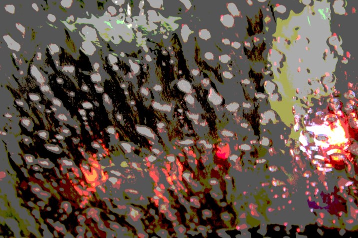 Not just water spraying on the windshield, but abstract art.