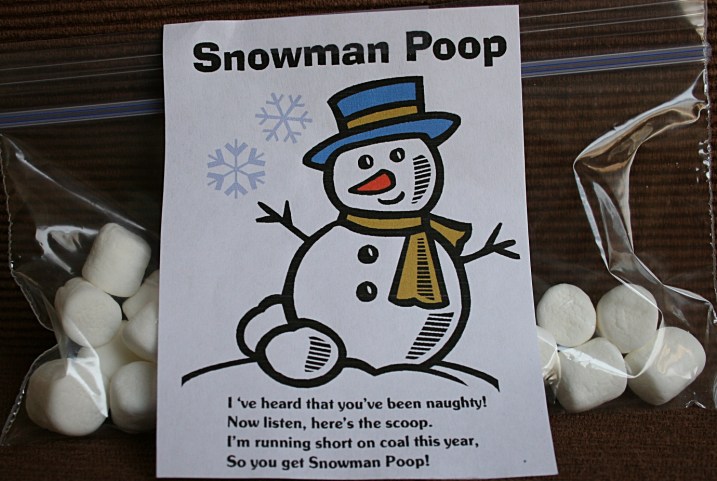 We competed for prize packages like this snowman poop.