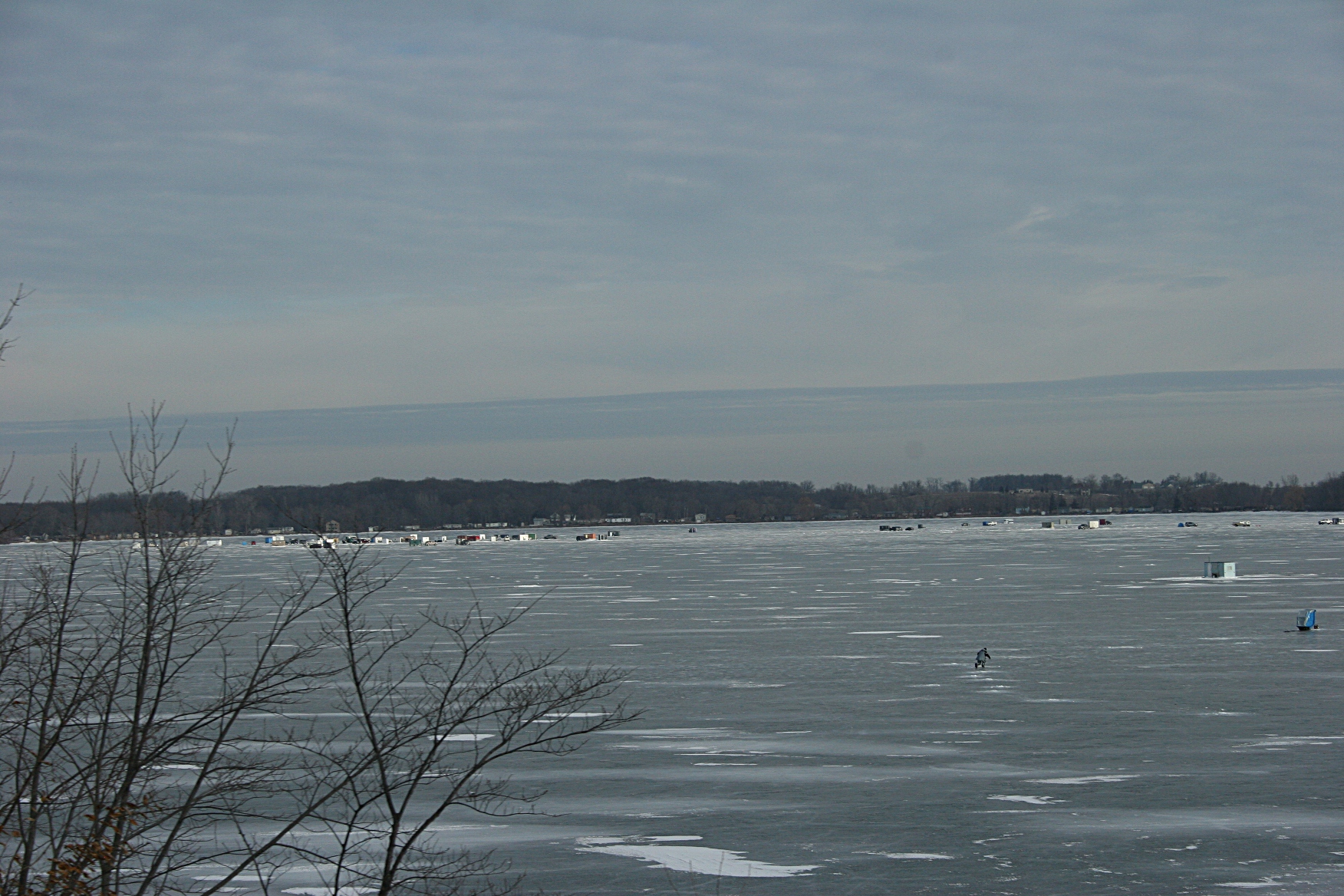 A slightly different version of the scene above. "What's that, a penguin walking across the lake?" my husband laughed.