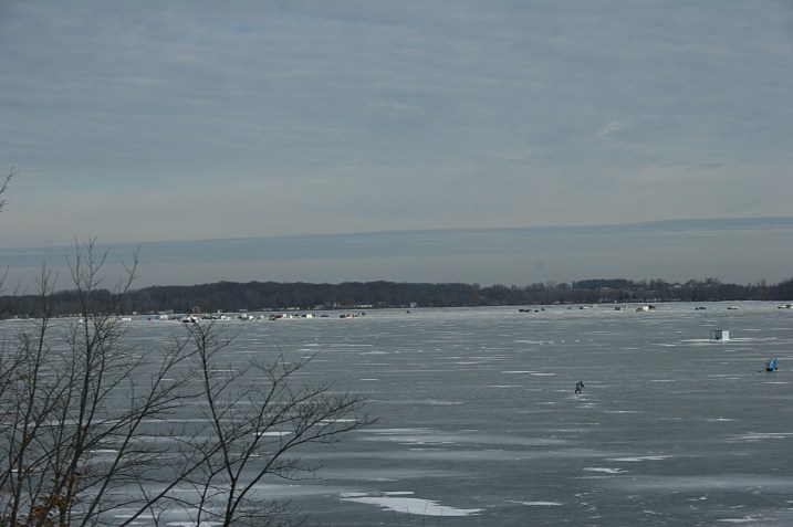 A slightly different version of the scene above. "What's that, a penguin walking across the lake?" my husband laughed.