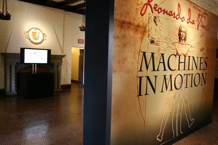 While the Leonardo da Vinci signage likely catches your eye first in this photo, look to the left and notice the fireplace.