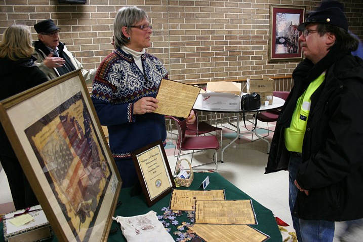 Attendees, including Linda Karkhoff (whom you read about below) chat at a recent Cannon Valley Civil War Roundtable meeting in Faribault.
