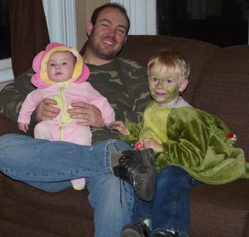 Tom with Jack and June at Halloween.