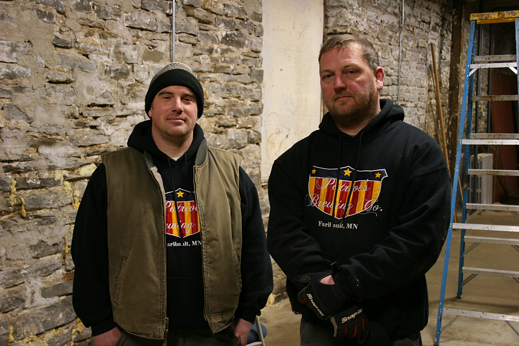 Chris Voegele , left, and Noah Strouth, owners of Patriot's Brewing Company