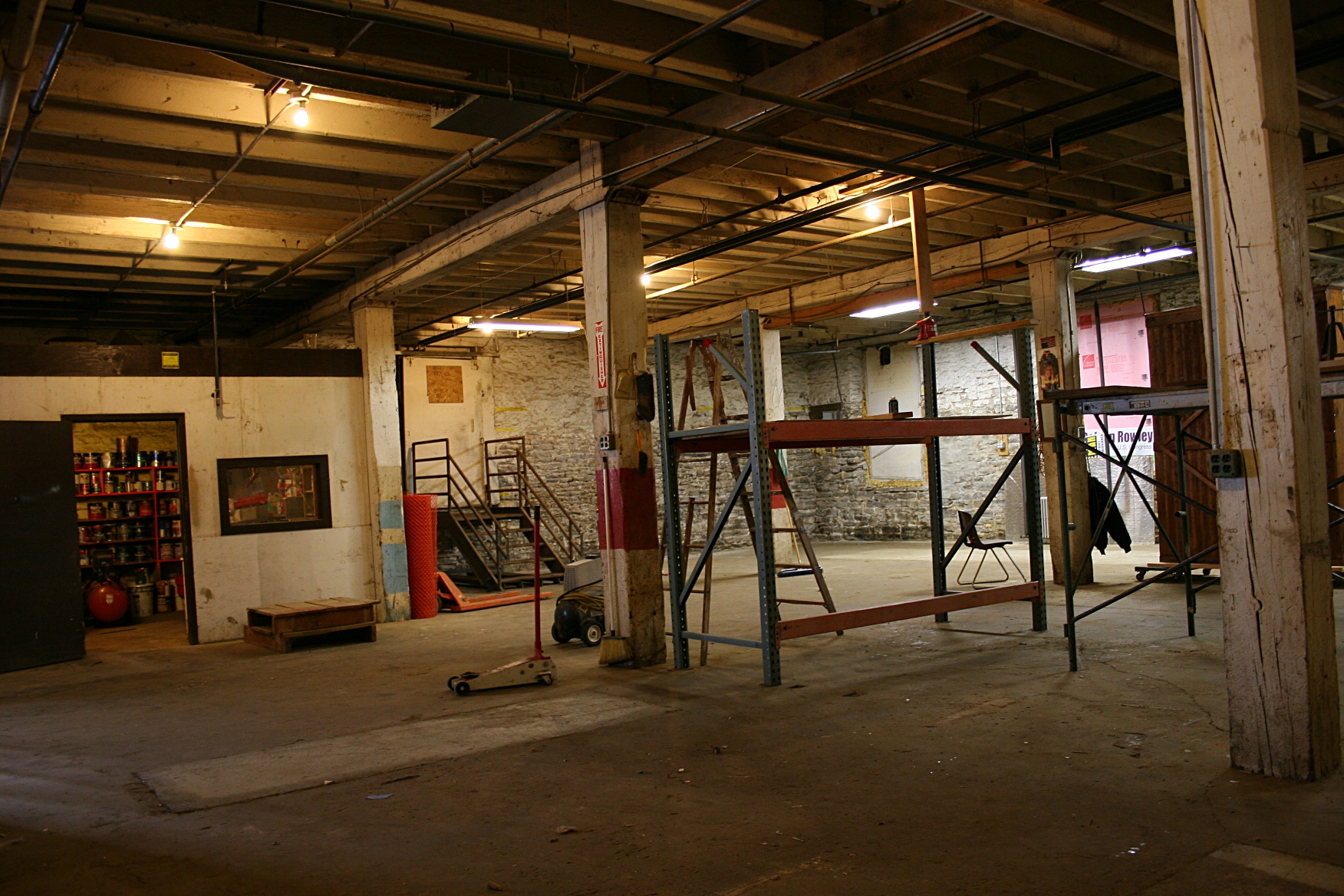 This view looks toward the steps leading to the future tap room.