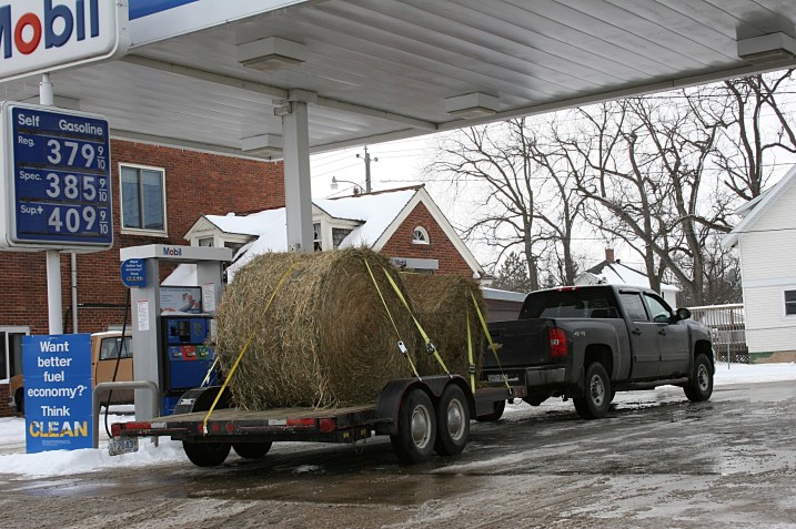 At the Mobil station in Medford on a Saturday afternoon.