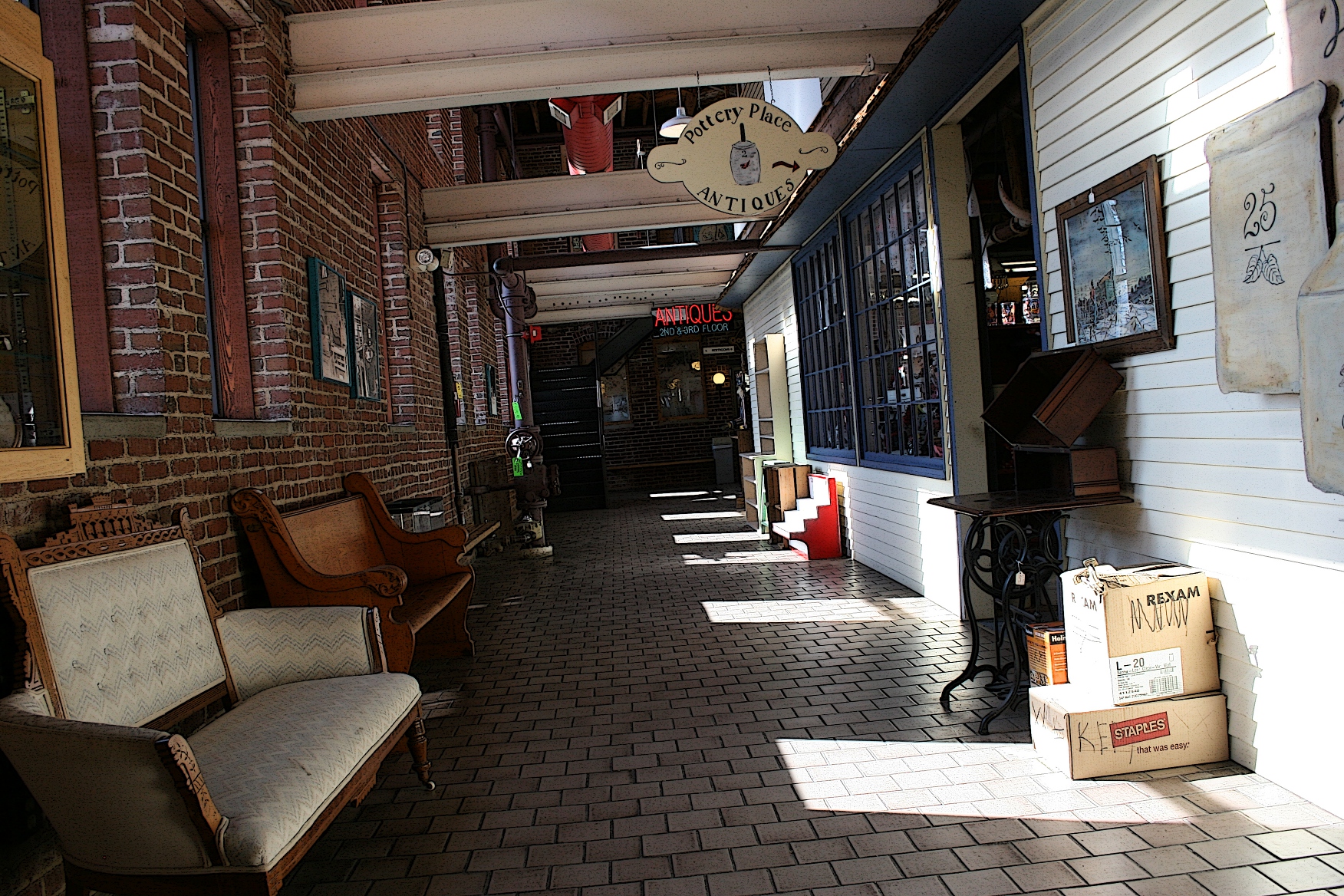 A hallway inside Pottery Place.