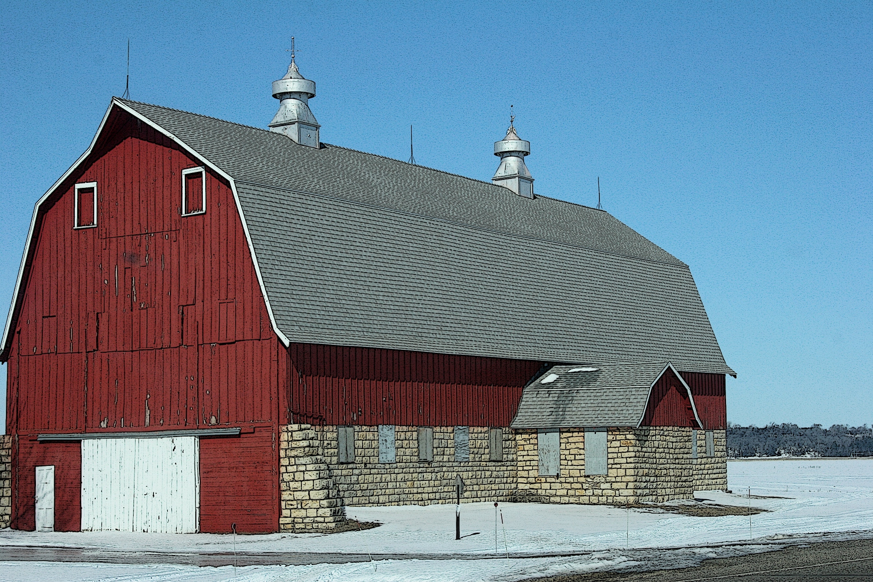 This study and well-maintained barn sits at the intersection of Minnesota Highways 19 and 56 near Stanton, east of Northfield.