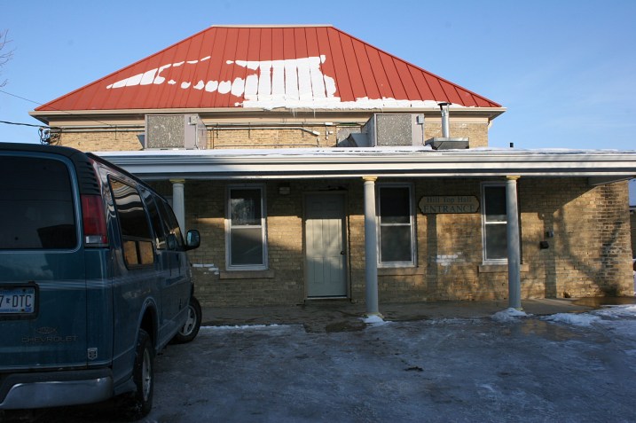 The rear handicapped accessible entry to historic Hilltop Hall.