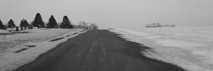 The road past the Vesta Cemetery, which sits just outside of this southwestern Minnesota town of some 330.