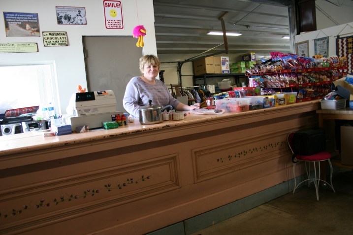 This 1800s general store counter anchors The Store.