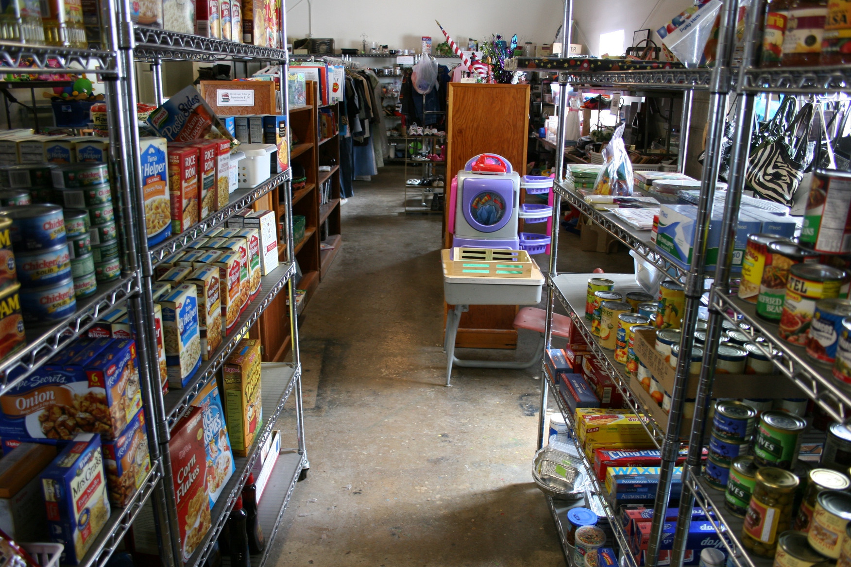Looking toward the back thrift section of the floor.