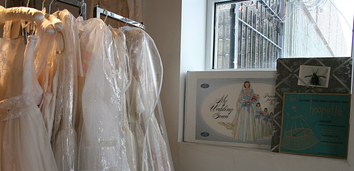 Vintage dresses, vintage signage.