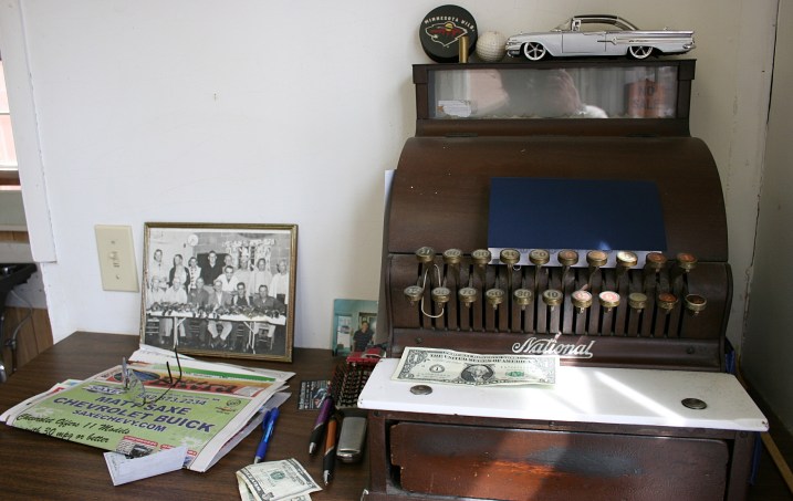 The old bakery cash register Steve got for his barbershop.