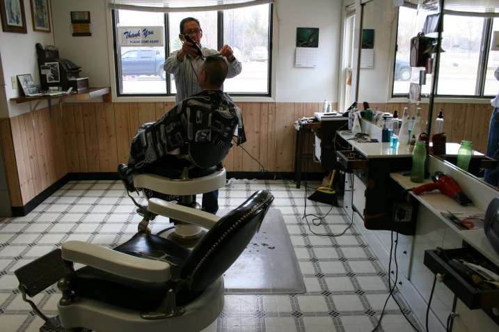 Looking toward the front of the barbershop and the window overlooking Main Street.