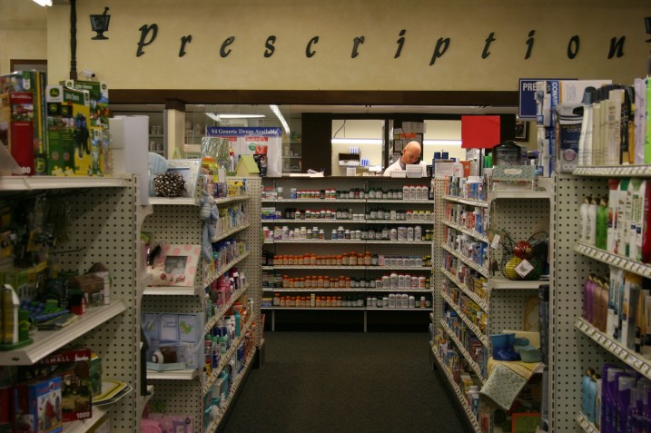 Herrmann Drug's pharmacy is located at the rear of the store.