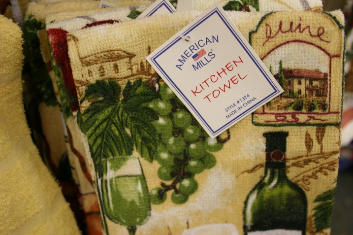 My husband insisted I photograph these "made in China" towels from American Mills. He wants me to submit this to Jay Leno.