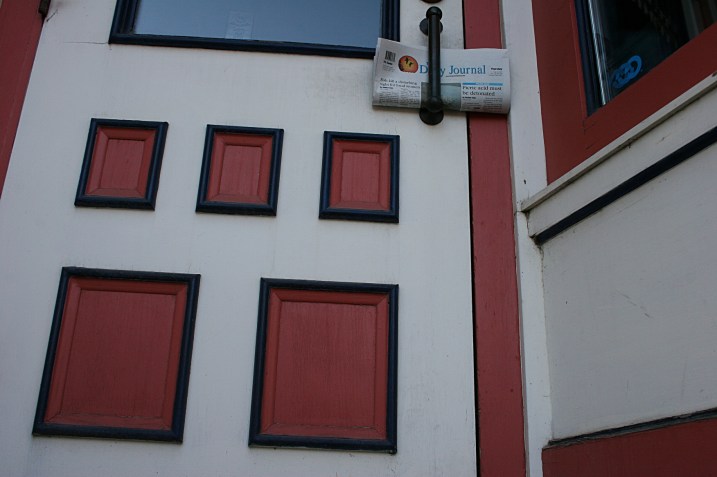 I spotted The Fergus Falls Daily Journal tucked into a door handle downtown.