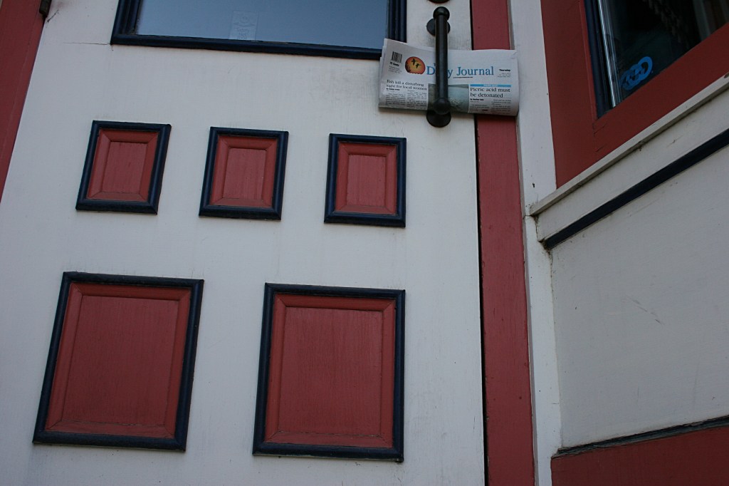 I spotted The Fergus Falls Daily Journal tucked into a door handle downtown.
