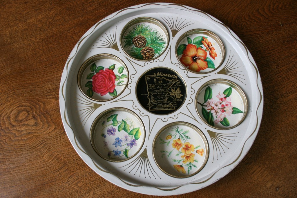 I found this vintage Minnesota beverage tray for $2 at the recent Rice County Gas and Steam Engines Flea Market. All other items featured in this post were found at the same venue.