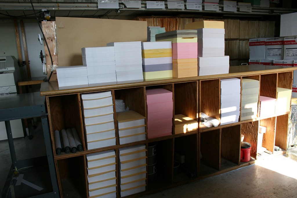 Paper packed near the presses.