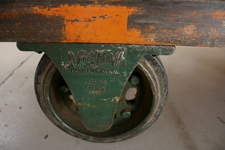 My husband noticed the wheels on a cart, made at the former Nutting Company in our community of Faribault.